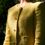 Tweed, cotton and viscose fabric - Yellow, Natté