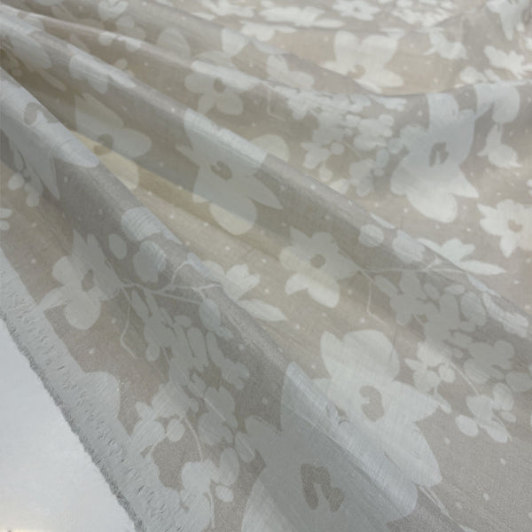 Tissu organdi de lin - Fleurs, Monolit