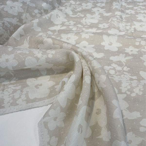 Tissu organdi de lin - Fleurs, Monolit