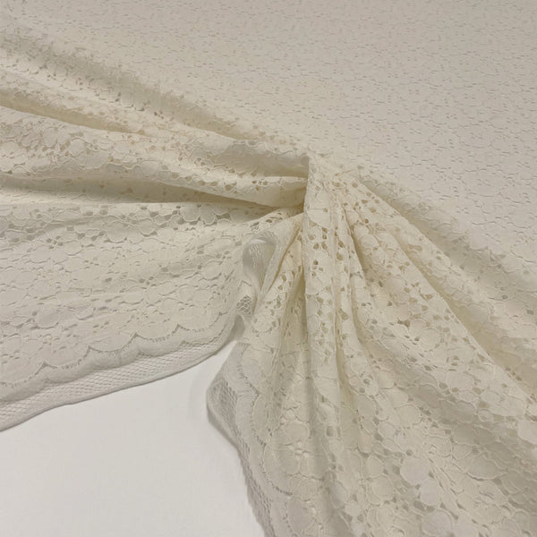 Tissu dentelle, coton - Ivoire, Evisio