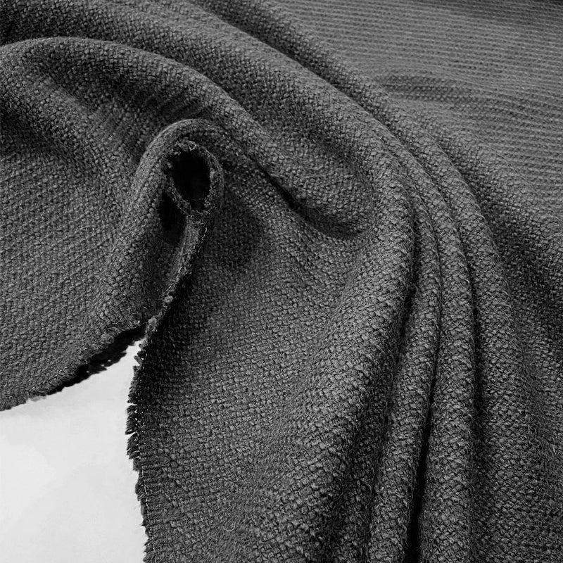 Tweed Fabric - Natté, Black, Trieste