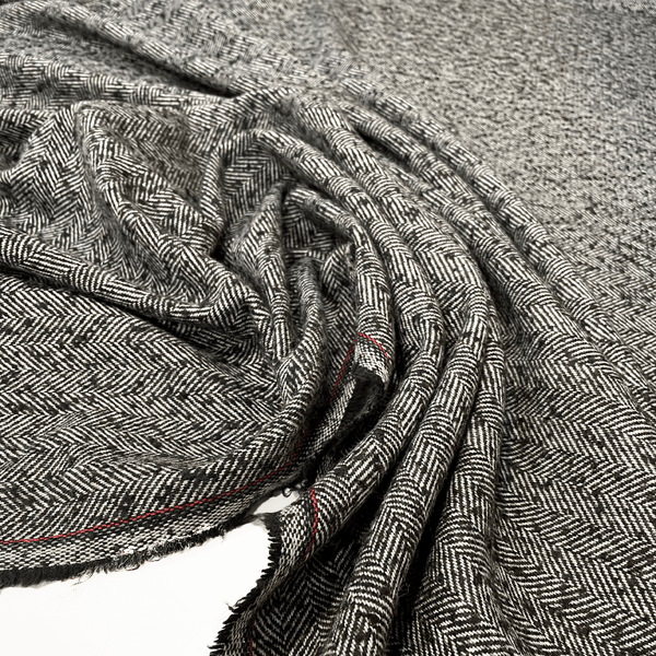Tweed fabric - Black chevrons, Lorreto