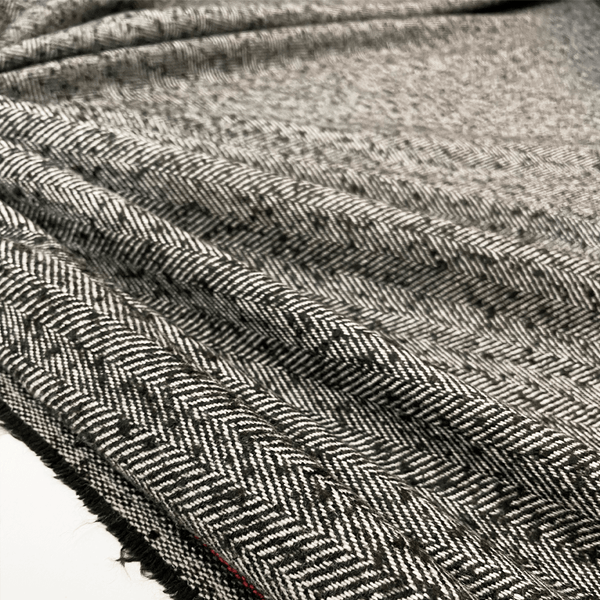 Tweed fabric - Black chevrons, Lorreto