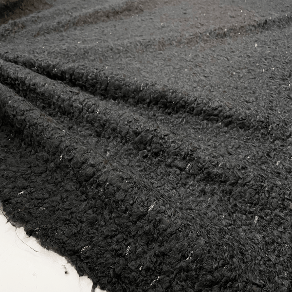 Tweed Bouclette fabric, wool - Black, Bollalu