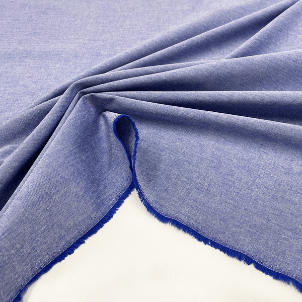 Blue Cotton Chambray Fabric Made in Italy, now available en.tessuti.fr