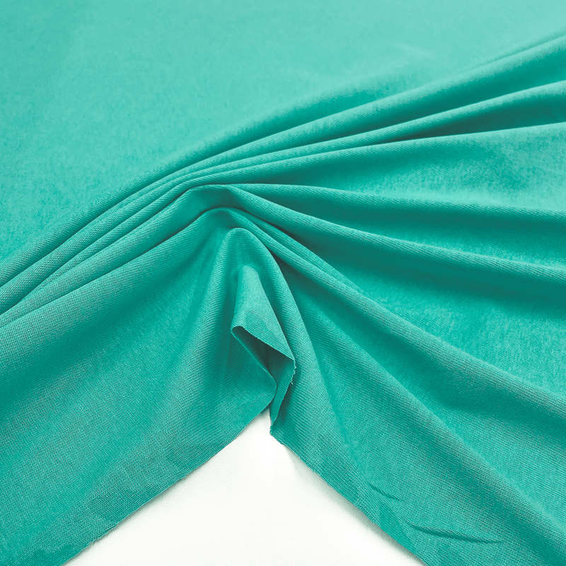 Aquamarine Jersey cotton fabric, available now on en.tessuti.fr