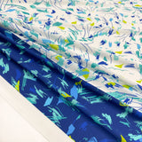 Fabric Crepe Printed Scarabocchio blue Made in Italy, to discover now on en.tessuti.fr