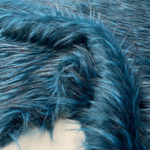 Eco-fur fabric, long pile - Moucheté blue, Rossetto