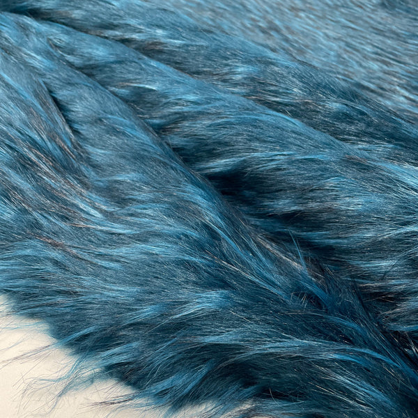 Eco-fur fabric, long pile - Moucheté blue, Rossetto