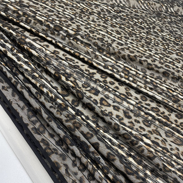 Stretch tulle fabric - Sequins, Leopardo