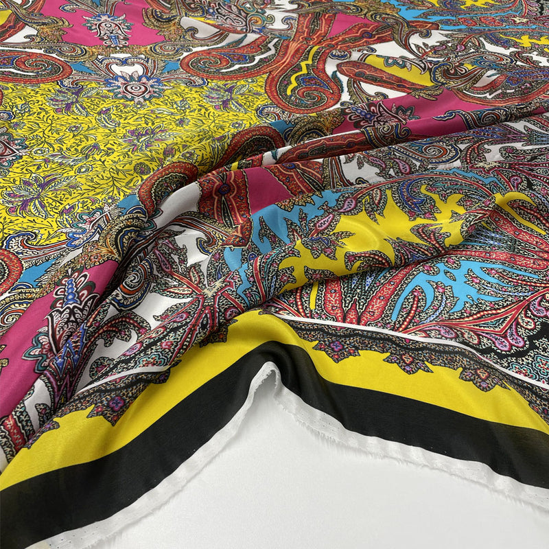 Fabric satin, silk - paisley print, Clarissa