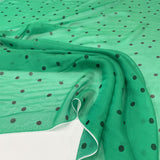 Silk chiffon fabric - Black dots, Linosa