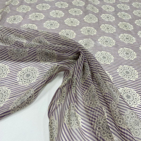 Threaded silk fabric - Striped, Giselle
