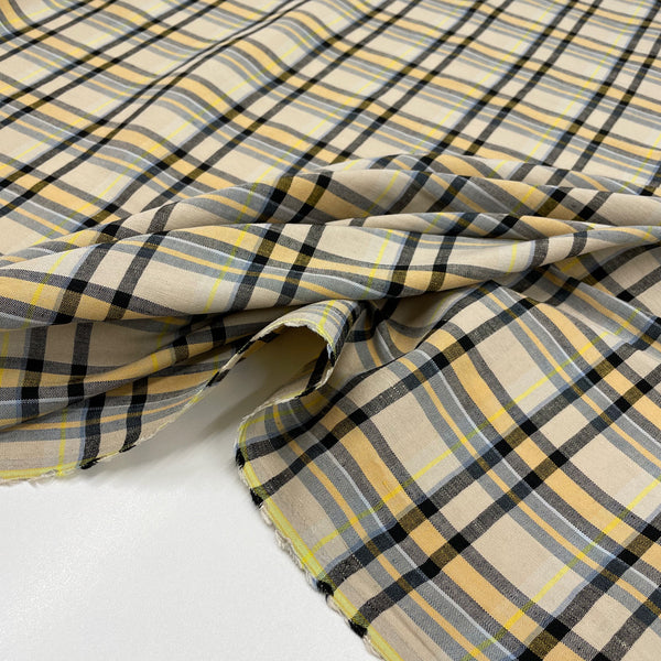 Tissu lin, stretch - 3 carreaux, Abramo